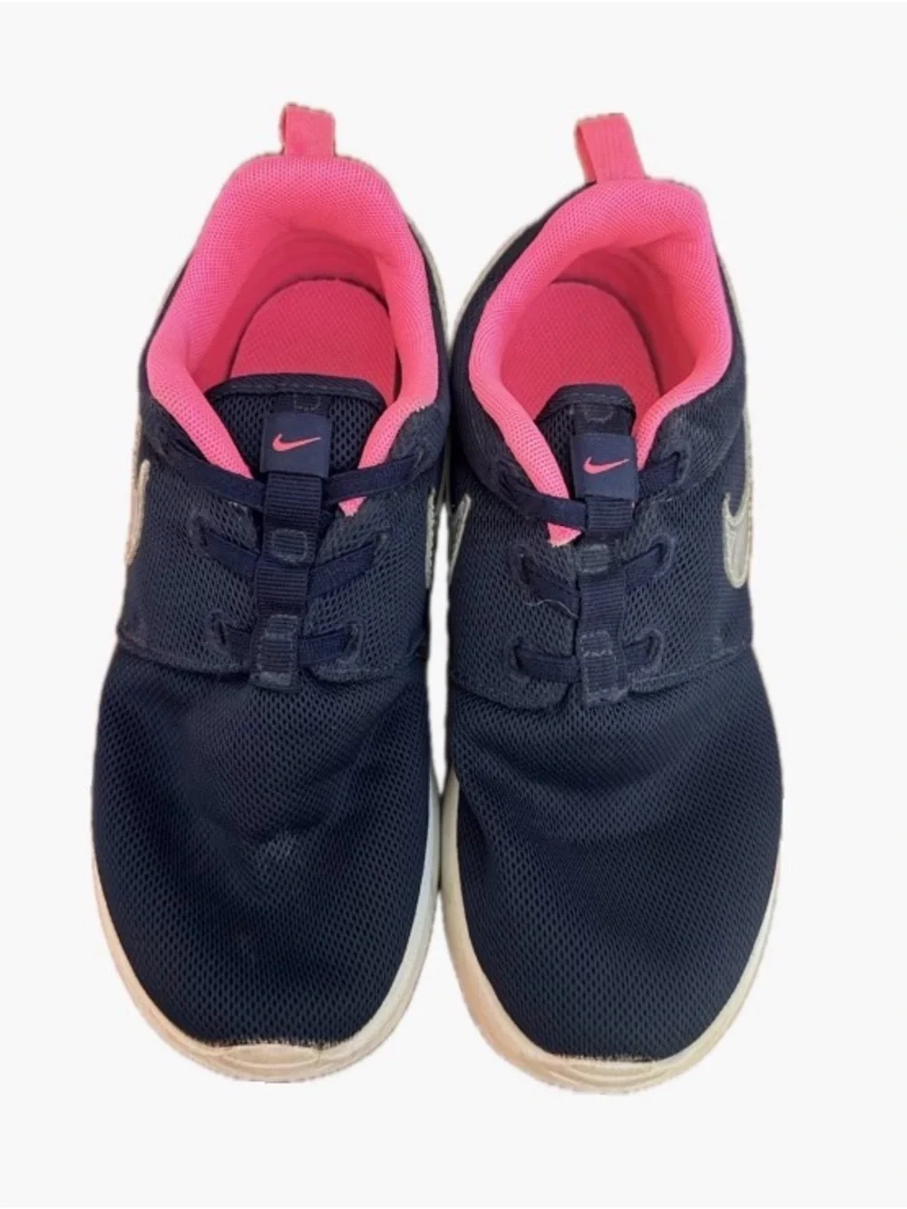 Nike Navy and Pink Trainer with Silver Swoosh